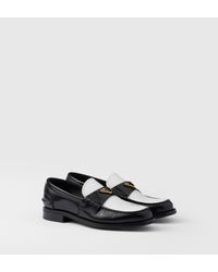 Prada - Two-Tone Brushed Leather Loafers - Lyst