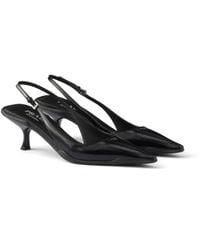 Prada - Scarpe con tacco in pelle nera - Lyst