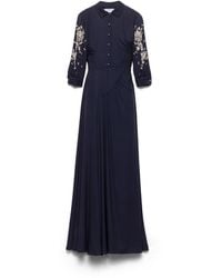 Prada - Long Embroidered Sablé Dress - Lyst