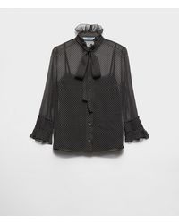 Prada - Hemd Aus Seiden-Chiffon Mit Punktmuster - Lyst