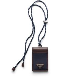 Prada - Speedrock Re-Nylon And Leather Card Holder With Strap - Lyst