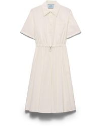 Prada - Short-Sleeved Technical Pongé Dress - Lyst
