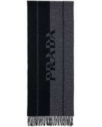 Prada - Mini Wool Scarf With Jacquard Logo - Lyst