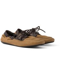 Prada - Shuffle Aged Canvas And Leather Boat Shoes, Size 5,5 - Lyst