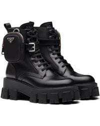 Prada - Monolith Lace-Up Boots With Pouch - Lyst