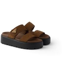 Prada - Nubuck Slides - Lyst