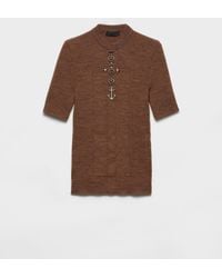 Prada - Wool Crew-Neck Sweater With Studs - Lyst
