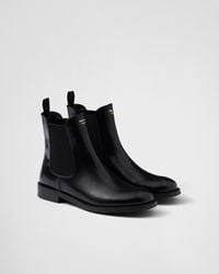 Prada - Brushed Leather Ankle Boots - Lyst