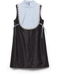 Prada - Embroidered Taffeta Mini-Dress - Lyst