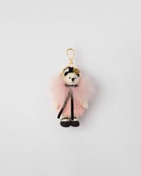Prada - Teddy Bear Bag Charm With Metal Ring - Lyst