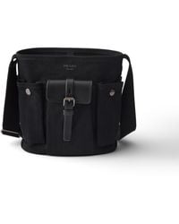Prada - Route Mini Canvas And Leather Bucket Bag - Lyst