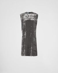 Prada - Embroidered Velvet Dress - Lyst