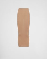 Prada - Long Silk Knit Skirt - Lyst