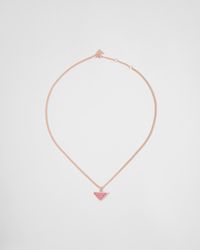 Prada - Eternal Gold Pendant Necklace In Pink Gold With Diamonds - Lyst