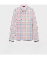 Prada - Chemise En Coton À Carreaux Avec Fermeture Boutonnée - Lyst