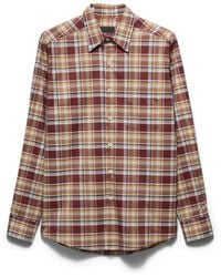 Prada - Checked Cotton Shirt, Tobacco/Topaz - Lyst
