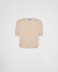 Prada - Short-Sleeved Cashmere Cardigan - Lyst