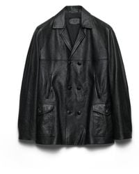 Prada - Double-Breasted Nappa Leather Caban Jacket - Lyst