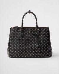 Prada - Extra-Large Galleria Studded Leather Bag - Lyst