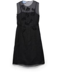 Prada - Crystal-Embellished Pleated Dress - Lyst