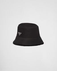 Prada - Re-nylon And Shearling Bucket Hat - Lyst