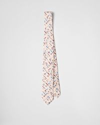 Prada - Silk Twill Tie With Geometric Pattern - Lyst