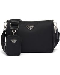 Prada - Re-Nylon Leather And Nylon Shoulder Bag - Lyst