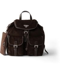 Prada - Medium Corduroy And Leather Backpack - Lyst