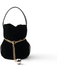 Prada - Bolso Tipo Cubo Petit Sac Noir En Terciopelo Y Piel Napa, Mujer - Lyst