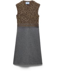 Prada - Vestido De Lana Shetland Y Cachemir Con Escote En V, Mujer, Talla - Lyst