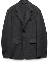 Prada - Single-Breasted Wool Blend Jacket - Lyst