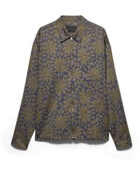 Prada - Printed Cotton Blend Zipper Shirt - Lyst