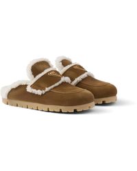 Prada - Zapatillas De Ante Y Borreguillo, Mujer, Talla - Lyst