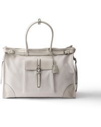 Prada - Bonnie Denim And Leather Tote Bag - Lyst