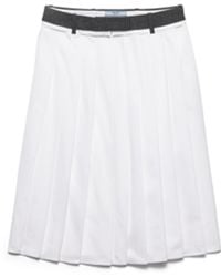 Prada - Pleated Poplin And Rush Stitch Skirt - Lyst