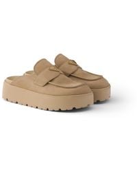 Prada - Nubuck Flatform Mules - Lyst