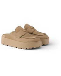 Prada - Nubuck Flatform Mules - Lyst