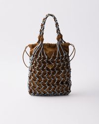 Prada - Noué Small Macramé And Suede Bag - Lyst