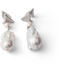 Prada - Metal Earrings With Pearls - Lyst