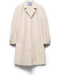 Prada - Single-Breasted Double Poplin Coat - Lyst