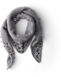 Prada Embroidered Cashmere Scarf in Black | Lyst UK