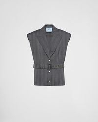 Prada - Single-Breasted Pinstripe Wool Vest - Lyst