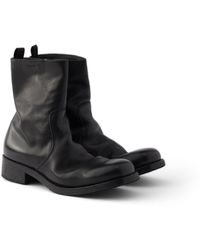 Prada - Leather Zipper Boots, Size 5 - Lyst