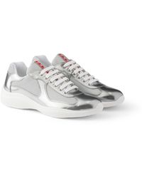 Prada - America's Cup Metallic Leather And Bike Fabric Sneakers - Lyst