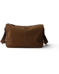 Prada - Nubuck Leather Shoulder Bag - Lyst