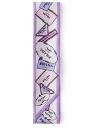 Prada - Printed Silk Twill Skinny Scarf - Lyst