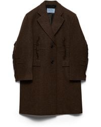 Prada - Single-Breasted Shetland Wool Coat - Lyst