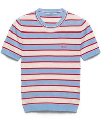 Prada - Jersey De Algodón A Rayas Con Cuello Redondo - Lyst