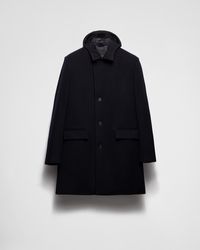 Prada - Single-Breasted Wool Blend Coat - Lyst