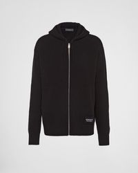 Prada - Wool And Cashmere Knit Hoodie - Lyst